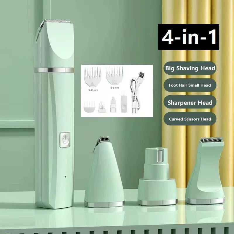 🪒 4 in 1 Electric Pet Grooming Kit - Hair Trimmer, Clippers, Nail Grinder for Cats & Dogs