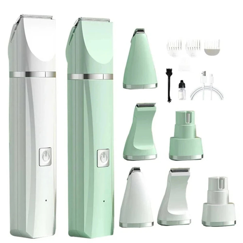 🪒 4 in 1 Electric Pet Grooming Kit - Hair Trimmer, Clippers, Nail Grinder for Cats & Dogs