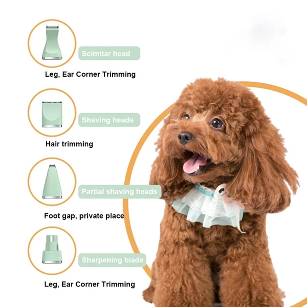 🪒 4 in 1 Electric Pet Grooming Kit - Hair Trimmer, Clippers, Nail Grinder for Cats & Dogs